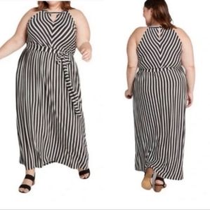 Lane Bryant Dress, Striped Sleeveless Belted Maxi Dress, Size: 26